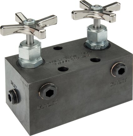 Exemplary representation: Manifold block with needle valves (Power Team type 9642)