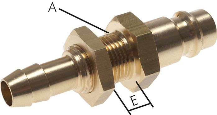 Exemplary representation: Coupling plug with grommet & bulkhead thread, brass