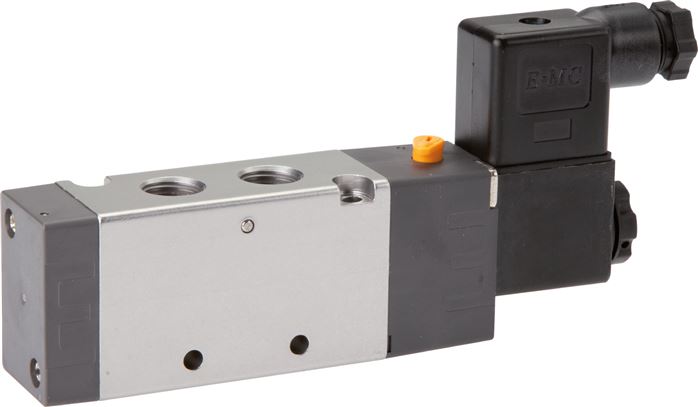 Exemplary representation: 5/2-way solenoid valve with spring return