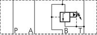 Schematic symbol: Pressure relief valve (B -> T)