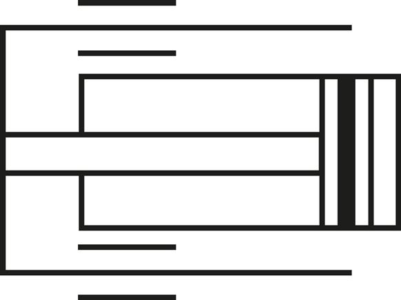 Schematic symbol: Anti-rotation secured piston rod